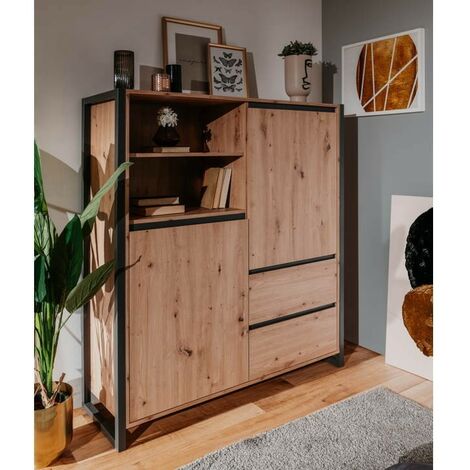 Credenza alta Denver 51 L120XP40XH140 cm quercia antracite