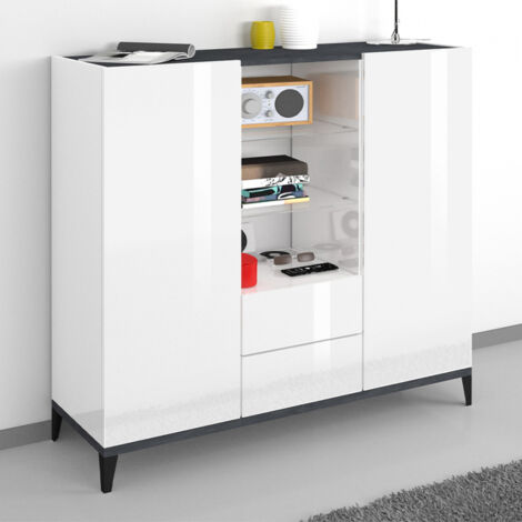 Credenza Alta per Soggiorno 120x40x132,5 Bianco Ardesia