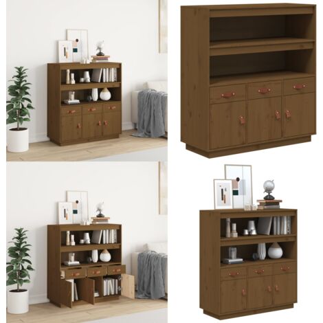 Credenza ambra 100x40x108,5 cm in Legno Massello di Pino - Credenza marrone - Credenza in pino