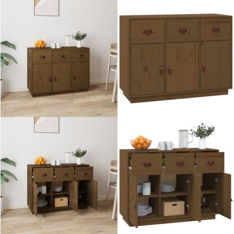 Credenza ambra 100x40x75 cm in Legno Massello di Pino - Credenza marrone - Credenza in pino