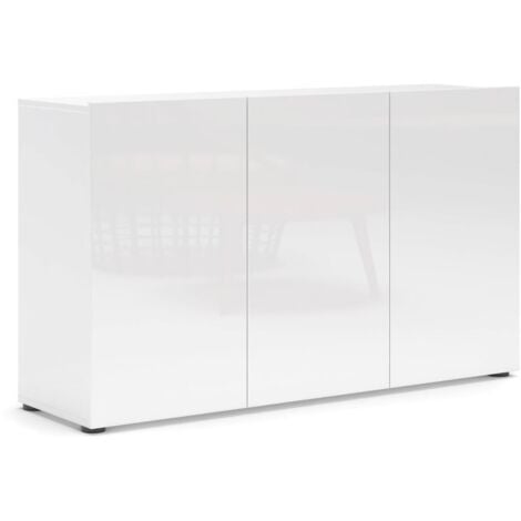 DMORA Credenza Amelyah, Madia 2 Ripiani, 4 Vani Made in Italy, 38x135x79h cm Bianco Lucido