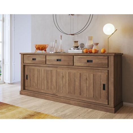 MOBILI 2G - Madia Credenza Shabby chic in legno 4 porte bianco inve