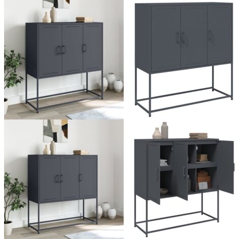 Credenza Antracite 100,5x39x107 cm in Acciaio - Credenza industriale - Credenza antracite