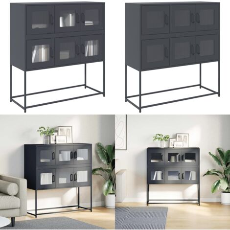 Credenza Antracite 100,5x39x107 cm in Acciaio Laminato a Freddo - Credenza antracite - Credenza da cucina
