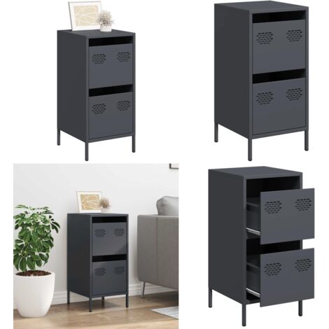 Credenza Antracite 35x39x73,5 cm in Acciaio Laminato a Freddo - Credenza antracite - Credenza con cassetto