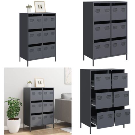 Credenza Antracite 68x39x101,5 cm Acciaio - Credenza antracite - Credenza con cassetti