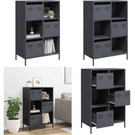 Credenza Antracite 68x39x103,5 cm Acciaio - Credenza antracite - Credenza con cassetto