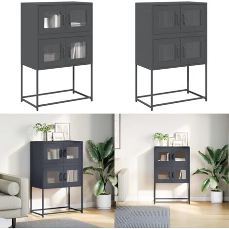 Credenza Antracite 68x39x107 cm Acciaio - Credenza antracite - Credenza con ante