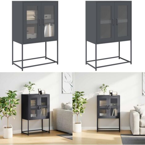 Credenza Antracite 68x39x107 cm Acciaio - Credenza antracite - Credenza con ante