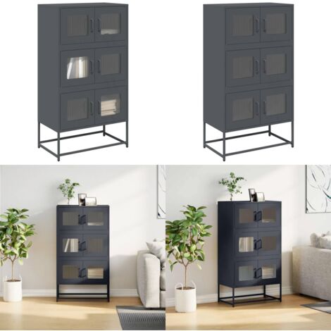 Credenza Antracite 68x39x123 cm Acciaio - Credenza antracite - Credenza con ante