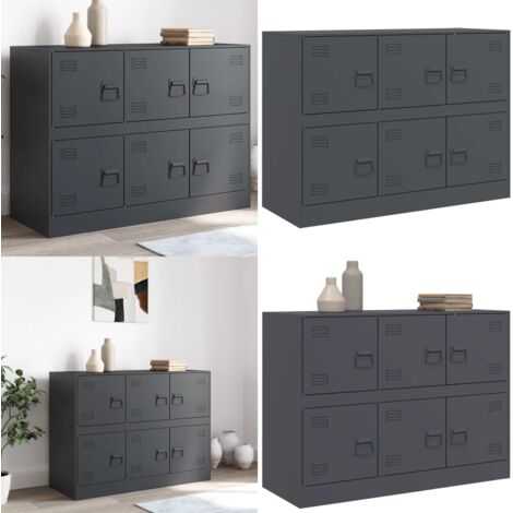Credenza Antracite 99x39x73 cm in Acciaio - Credenza antracite - Credenza con maniglie