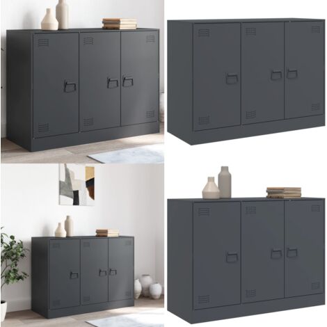 Credenza Antracite 99x39x73 cm in Acciaio - Credenza antracite - Credenza con maniglie