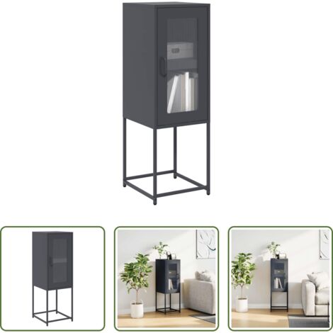 Credenza antracite -  Credenza Antracite 36x39x107 cm in Acciaio Laminato a Freddo