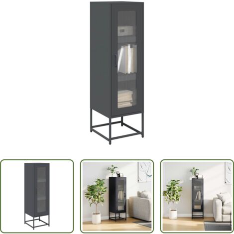 Credenza antracite -  Credenza Antracite 36x39x123 cm Acciaio Laminato a Freddo