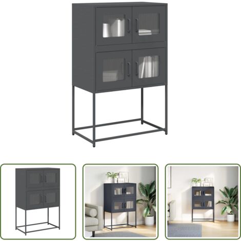 Credenza antracite -  Credenza Antracite 68x39x107 cm Acciaio