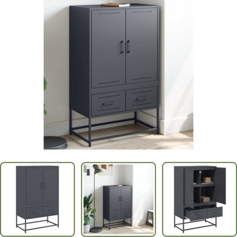 Credenza antracite -  Credenza Antracite 68x39x111,5 cm Acciaio