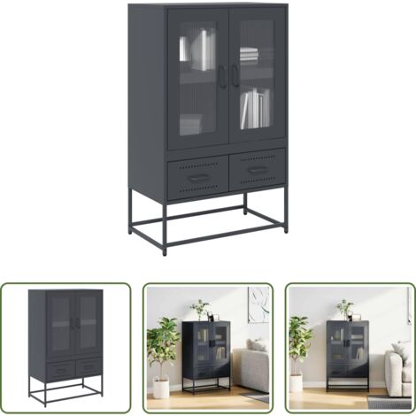 Credenza antracite -  Credenza Antracite 68x39x111,5 cm Acciaio
