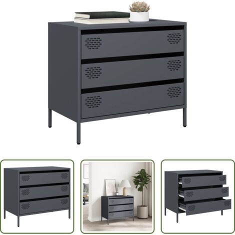 Credenza antracite -  Credenza Antracite 68x39x58,5 cm in Acciaio Laminato a Freddo