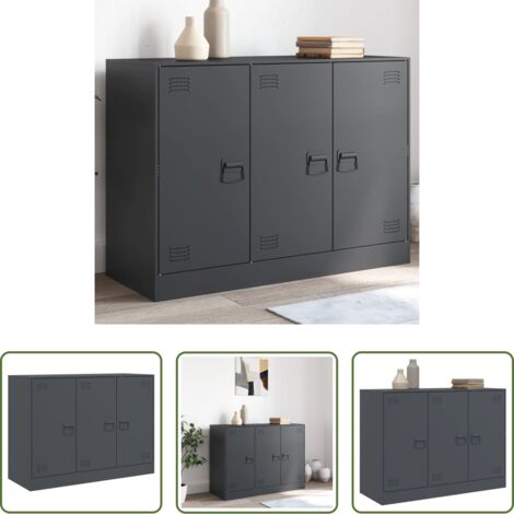 Credenza antracite -  Credenza Antracite 99x39x73 cm in Acciaio