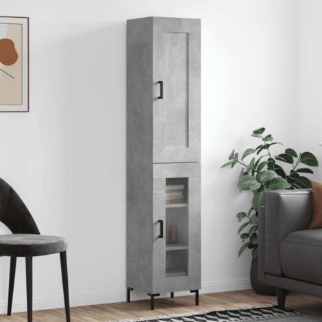 Credenza Armadietto Buffet Moderna Grigio Cemento 34,5x34x180 cm in Legno Multistrato -DVB66009