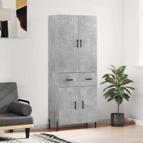 Credenza Armadietto Buffet Moderna Grigio Cemento 69,5x34x180 cm in Legno Multistrato -DVB21151