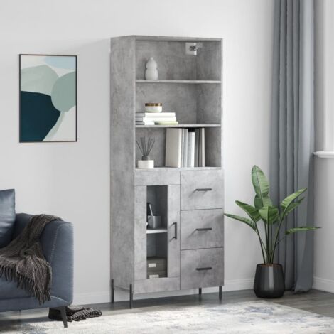 Credenza Armadietto Buffet Moderna Grigio Cemento 69,5x34x180 cm in Legno Multistrato -DVB96900