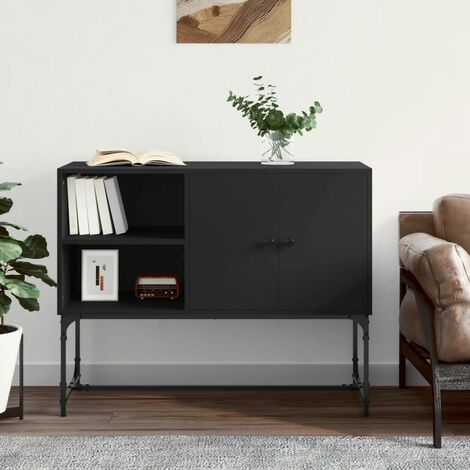 Credenza alta moderna soggiorno 100x110cm grigio chiaro nero Cadice