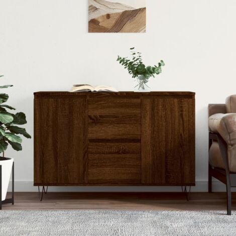 Credenza, Armadietto Cucina, Madia per salotto Rovere Marrone 104x35x70 cm in Legno Multistrato KLEW82180 BonneVie