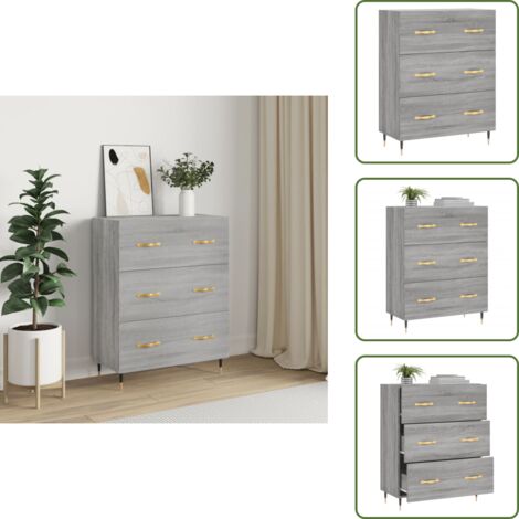 Credenza, Armadietto Cucina, Tavolo da Buffet, Mobiletto Sala da Pranza Grigio Sonoma 69,5x34x90 cm in Legno Multistrato KLEW46656 BonneVie