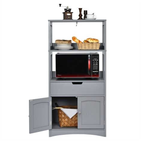 Credenza  Armadietto legno cucina cassetto mensola armadio 2 ante multiuso cucina soggiorno Grigio