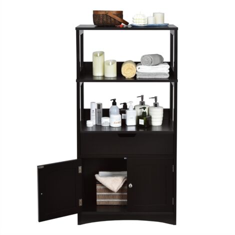Credenza  Armadietto legno cucina cassetto mensola armadio 2 ante multiuso cucina soggiorno Nero