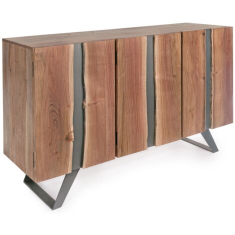 Credenza "Aron" con struttura in legno di acacia e gambe in acciaio, stile moderno -3 Ante