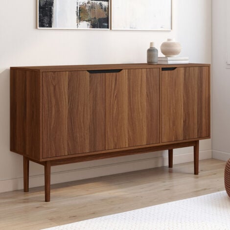 Credenza bassa a 3 ante effetto noce VIGGO 140 cm