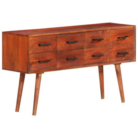 Wave - Credenza bassa in legno di mango intarsiato, stile vintage