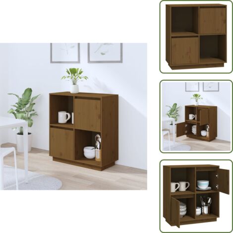 Credenza bassa,Armadietto Buffet Vintage Miele 74x35x80 cm in Legno Massello di Pino -DT17752