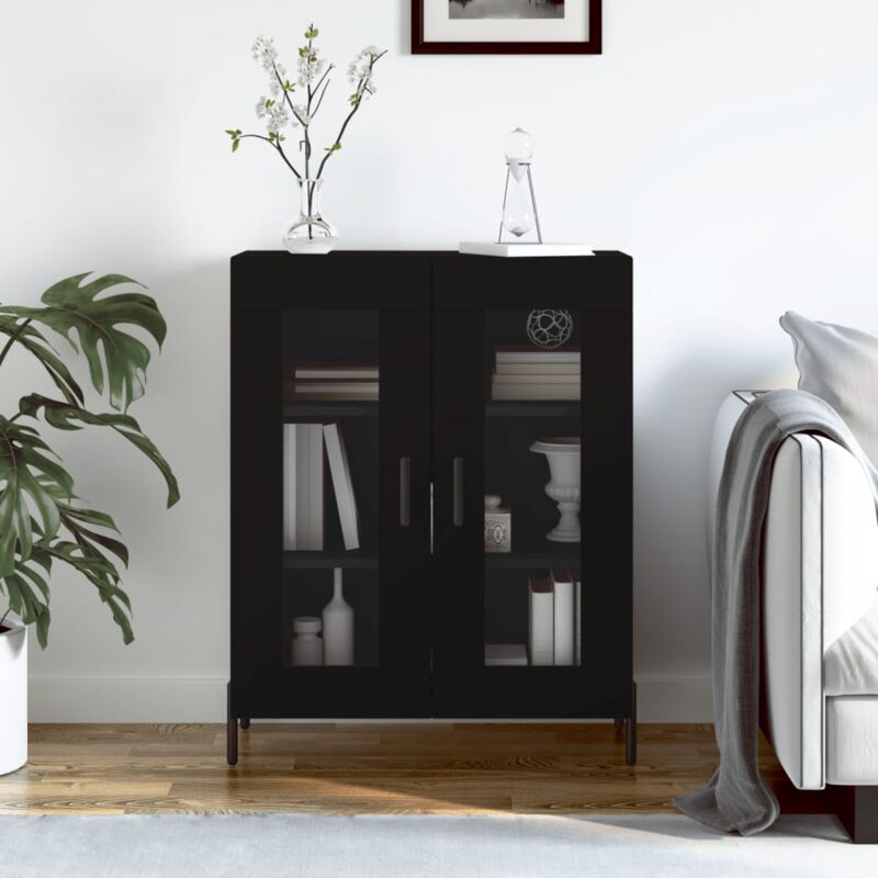 Credenza bassa,Armadietto,Mobile da Cucina Nera 69,5x34x90 cm in Legno Multistrato -BY94200