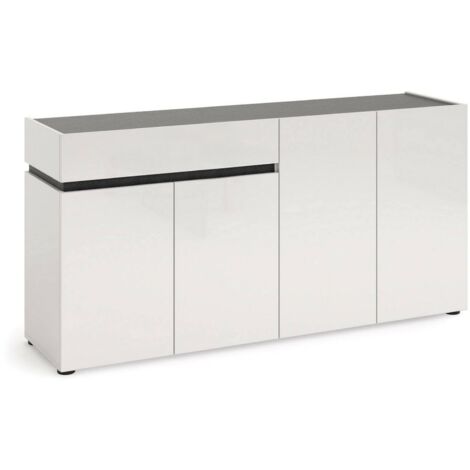 Credenza Beinette, Madia 2 Ripiani, un Cassetto Made in Italy, 42x160x80h cm Bianco Lucido