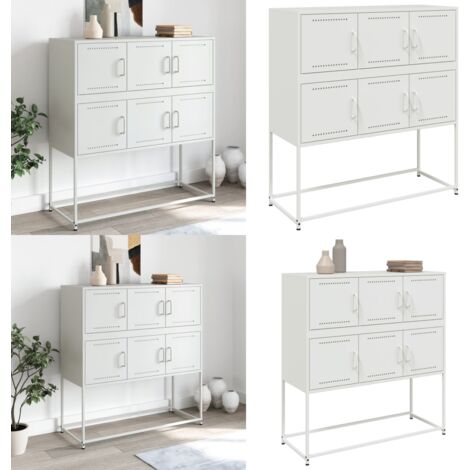 Credenza Bianca 100,5x39x107 cm in Acciaio - Credenza moderna - Credenza bianca