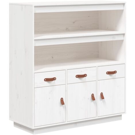 Credenza Bianca 100x40x108,5 cm in Legno Massello di Pino vidaXL