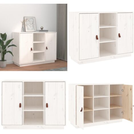 Credenza Bianca 100x40x75 cm in Legno Massello di Pino - Credenza in pino - Credenza in legno massello
