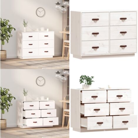 Credenza Bianca 100x40x75 cm in Legno Massello di Pino - Credenza in pino - Credenza in legno massello