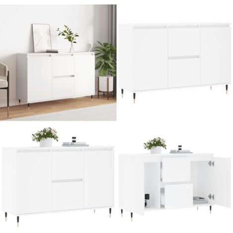 Credenza Bianca 101,5x35x70 cm in Legno Multistrato - Credenza bianca - Credenza in legno multistrato