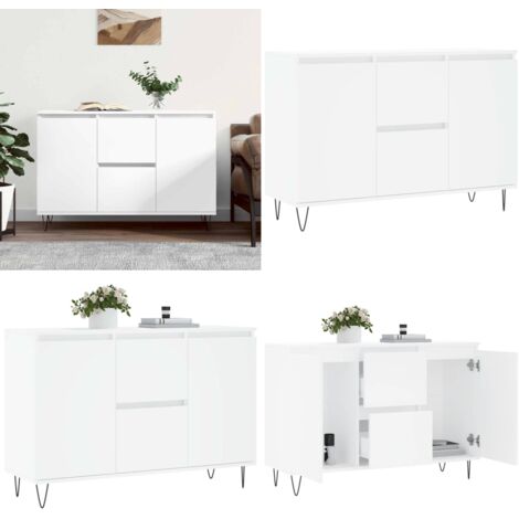 Credenza Bianca 101,5x35x70 cm in Legno Multistrato - Credenza bianca - Credenza in legno multistrato