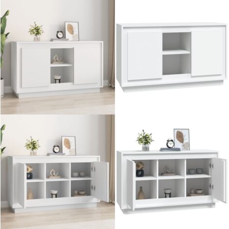 Credenza Bianca 102x35x60 cm in Legno Multistrato - Credenza bianca - Credenza moderna