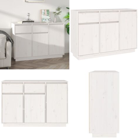 Credenza Bianca 110x34x75 cm in Legno Massello di Pino - Credenza in pino - Credenza bianca