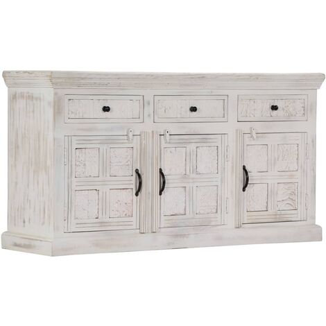 Legno Massello Mango Credenza Armadietto con Cassetti e Ante Mobiletto Decorativo Dispositivi Multimediali Bianco Modelli Diversi