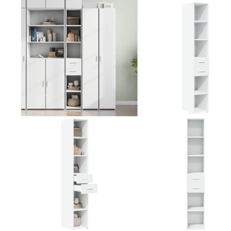 Credenza Bianca 30x42,5x185 cm in Legno Multistrato - Credenza moderna - Credenza bianca