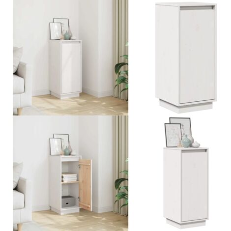 Credenza Bianca 31,5x34x75 cm in Legno Massello di Pino - Credenza in pino - Credenza bianca