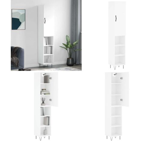 Credenza Bianca 34,5x34x180 cm in Legno Multistrato - Credenza bianca - Credenza moderna