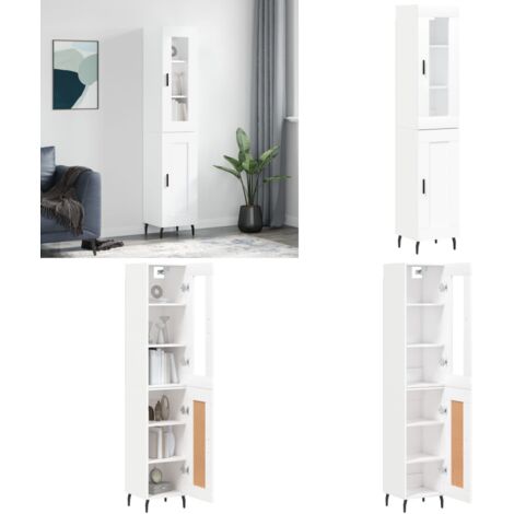 Credenza Bianca 34,5x34x180 cm in Legno Multistrato - Credenza bianca - Credenza moderna